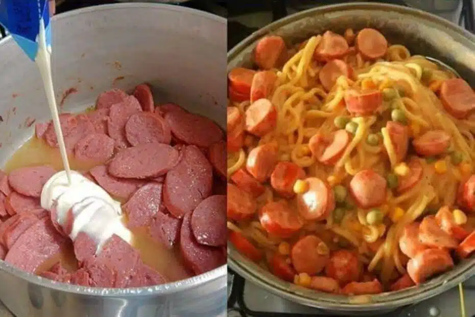 Como fazer Macarrão com Salsicha e Creme de Leite