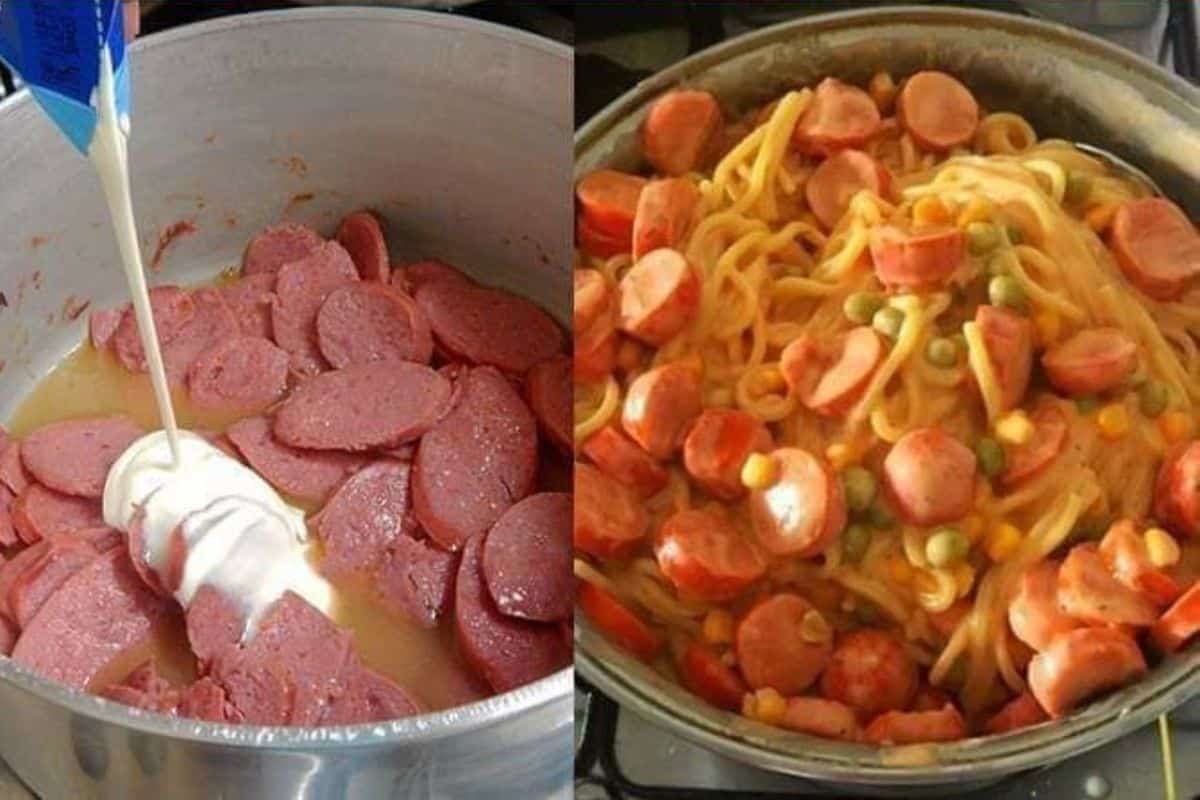 Como fazer Macarrão com Salsicha e Creme de Leite