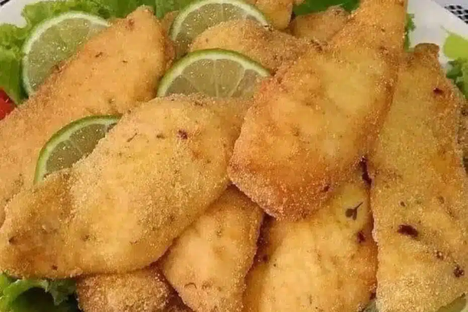 Receita de Filé de Pescada com Cebola Empanada