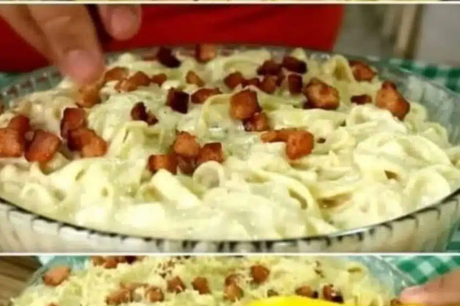 Receita de Macarrão ao Molho Branco com Bacon