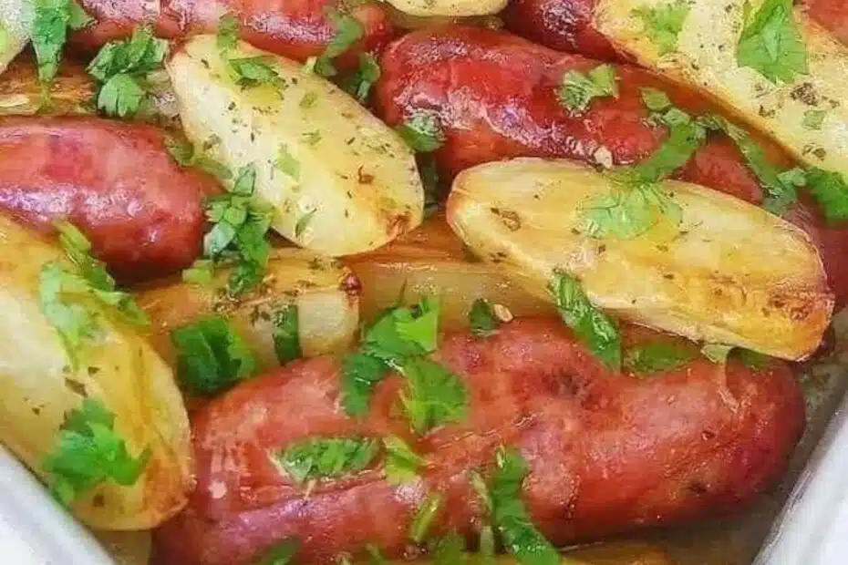 Receita de Linguiça Assada com Batatas e Maionese