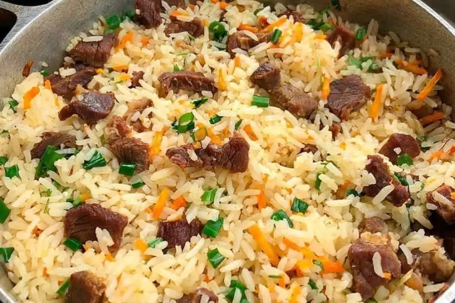 Receita de Arroz com carne de sol