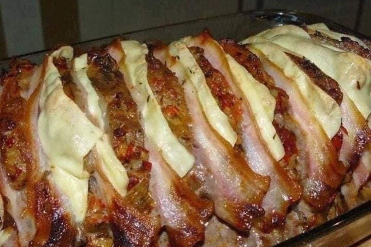Receita de Lombo de porco delicioso com queijo e bacon