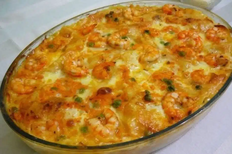 Receita de batata gratinada com camarão