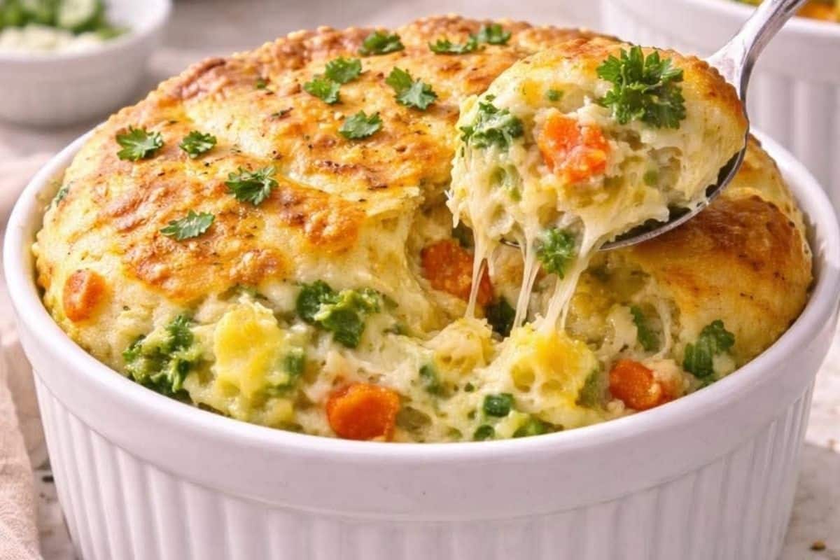 Souflê Cremoso de Legumes com Queijo Que Fica Leve, Dourado e Irresistível