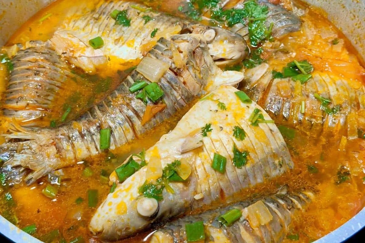 Peixe Cozido Delicioso Que Abraça o Estômago